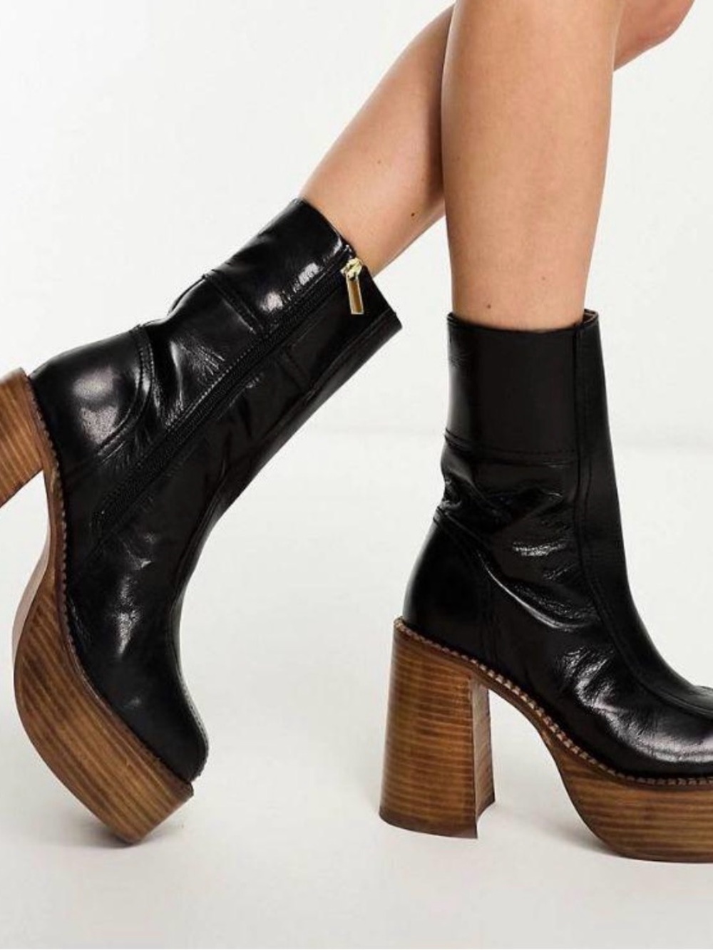 ASOS Black Chunky Platform Block Heel Ankle Boots